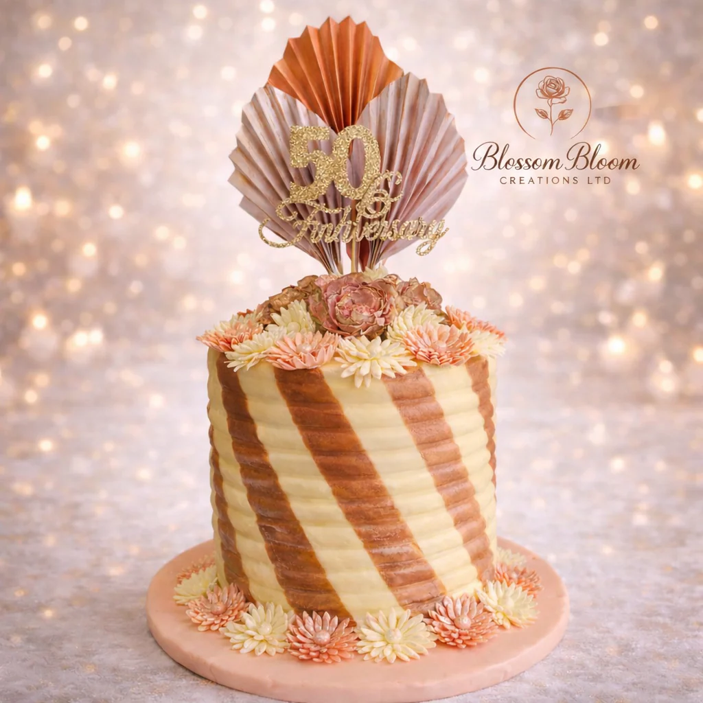 Elegant Birthday Buttercream Celebration Cake with Sugar Flowers