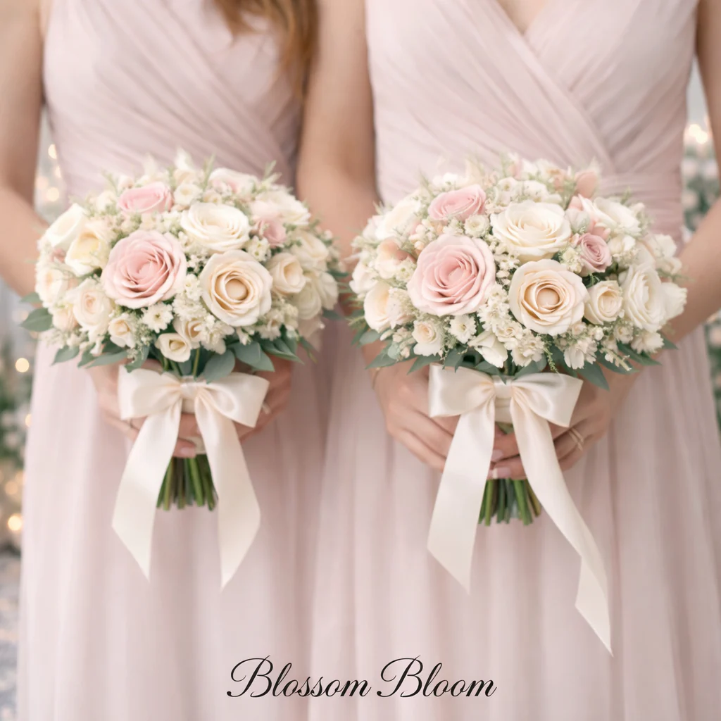 Blush & Ivory Bridesmaid Bouquet - Image 3