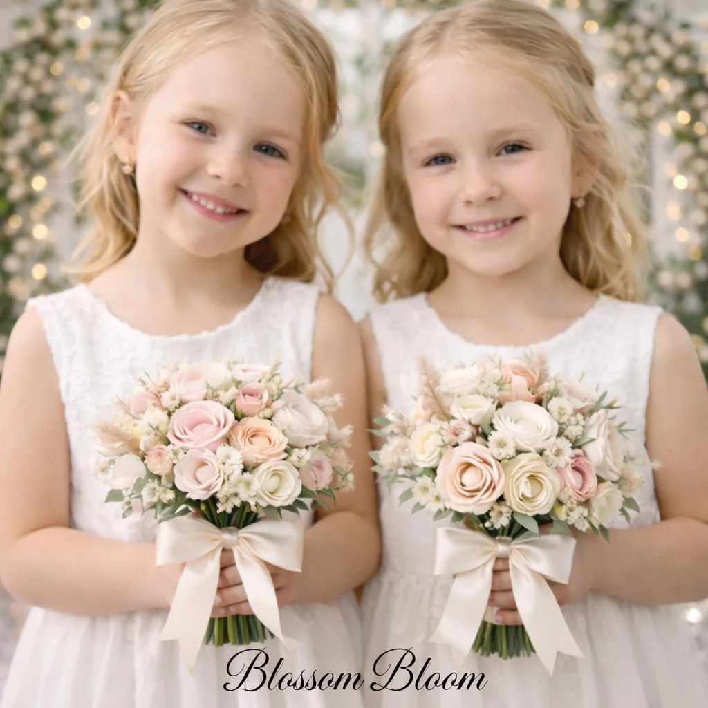 Blush & Ivory Flower Girl Bouquet - Image 3
