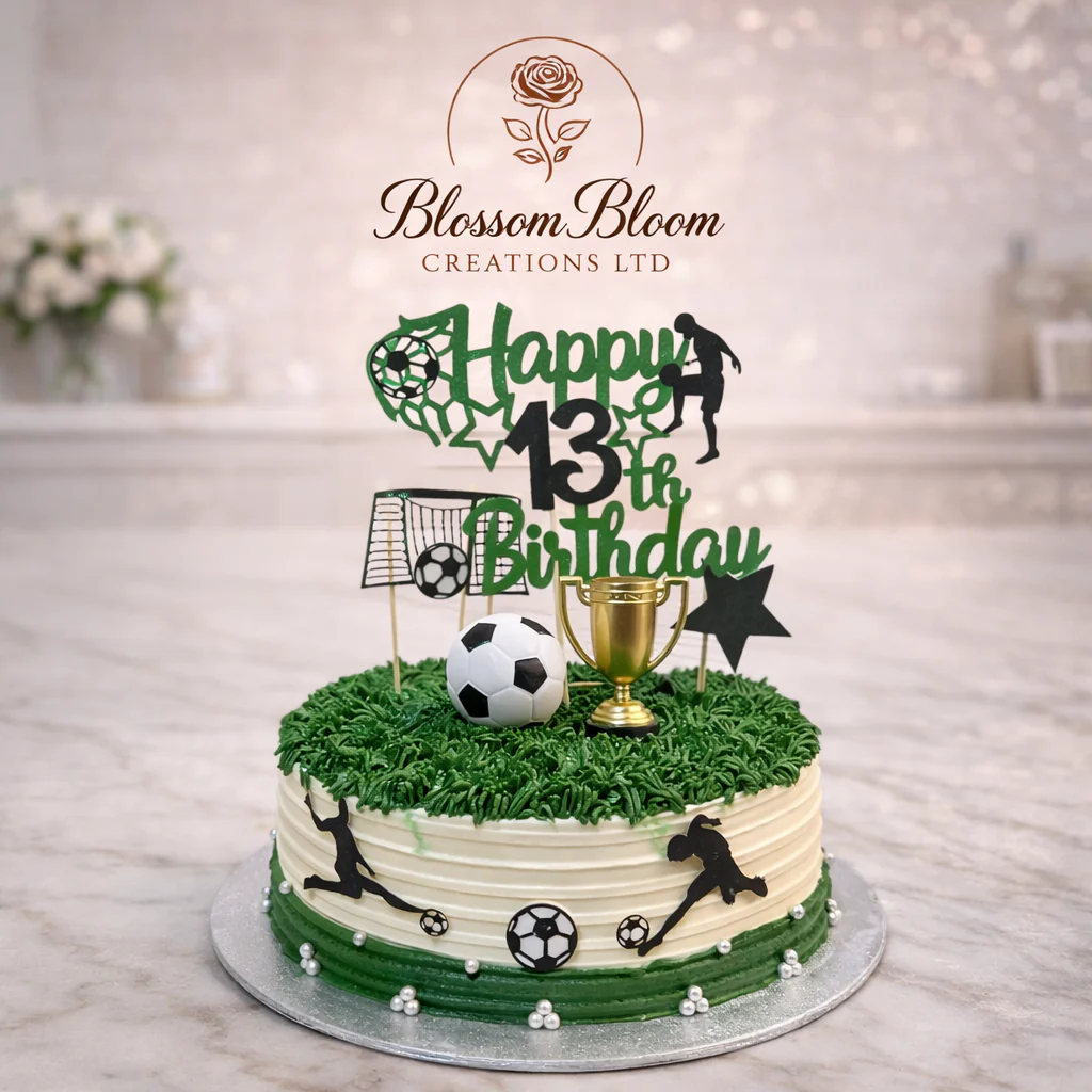 Football Theme Birthday Cake – Personalised Sports Celebration Cake - Image 3