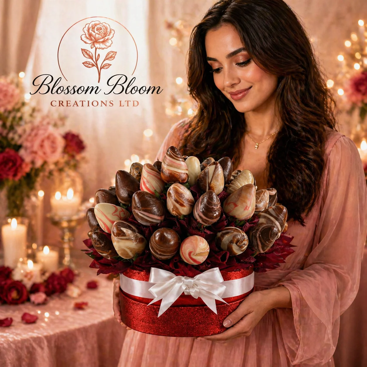 Luxury Chocolate Strawberry Bouquet Box