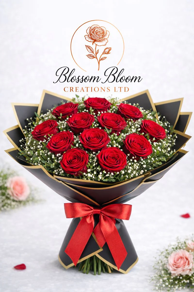 Luxury Red Rose Bouquet – Premium Valentine’s Day Flower Arrangement - Image 5