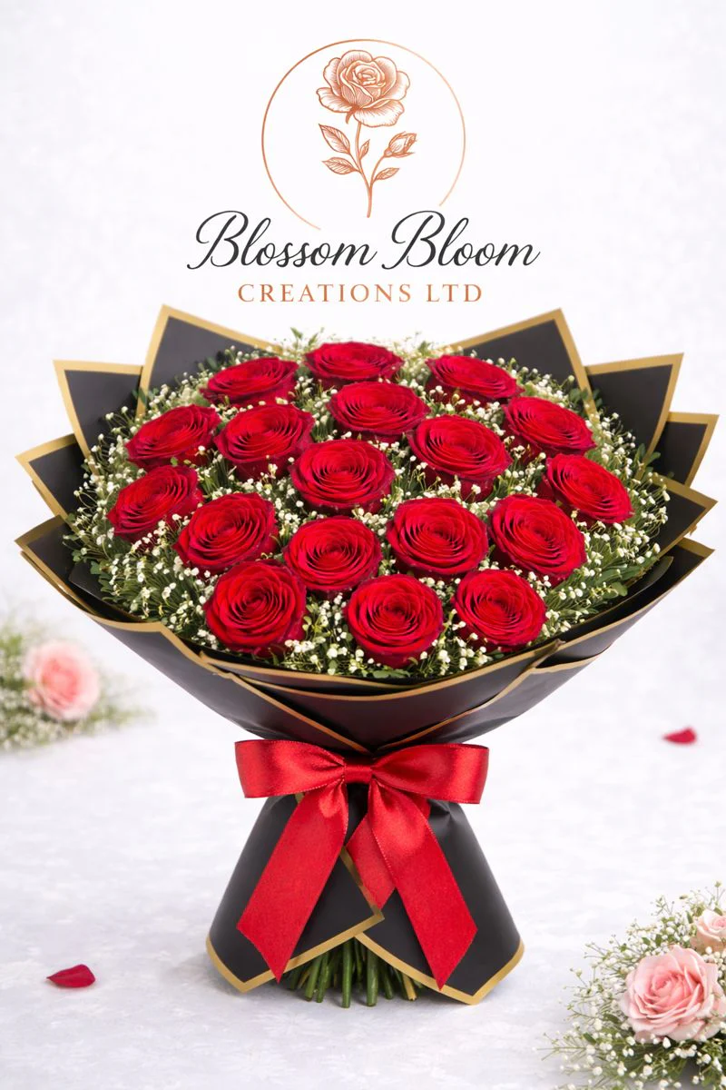 Luxury Red Rose Bouquet – Premium Valentine’s Day Flower Arrangement - Image 6