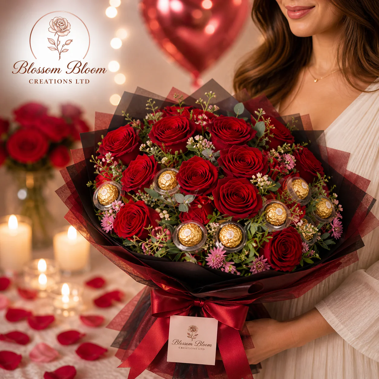 Midnight Luxe Rose & Chocolate Bouquet - Image 2