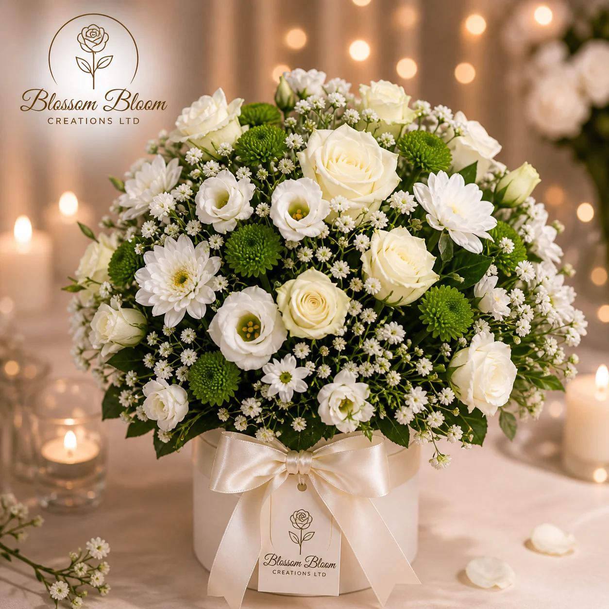 Pure Serenity White Hatbox Arrangement - Image 2